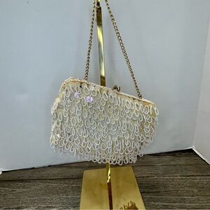 Vintage Beaded Purse Ladies IRIDESCENT Evening Handbag . Pre-owned. See pic